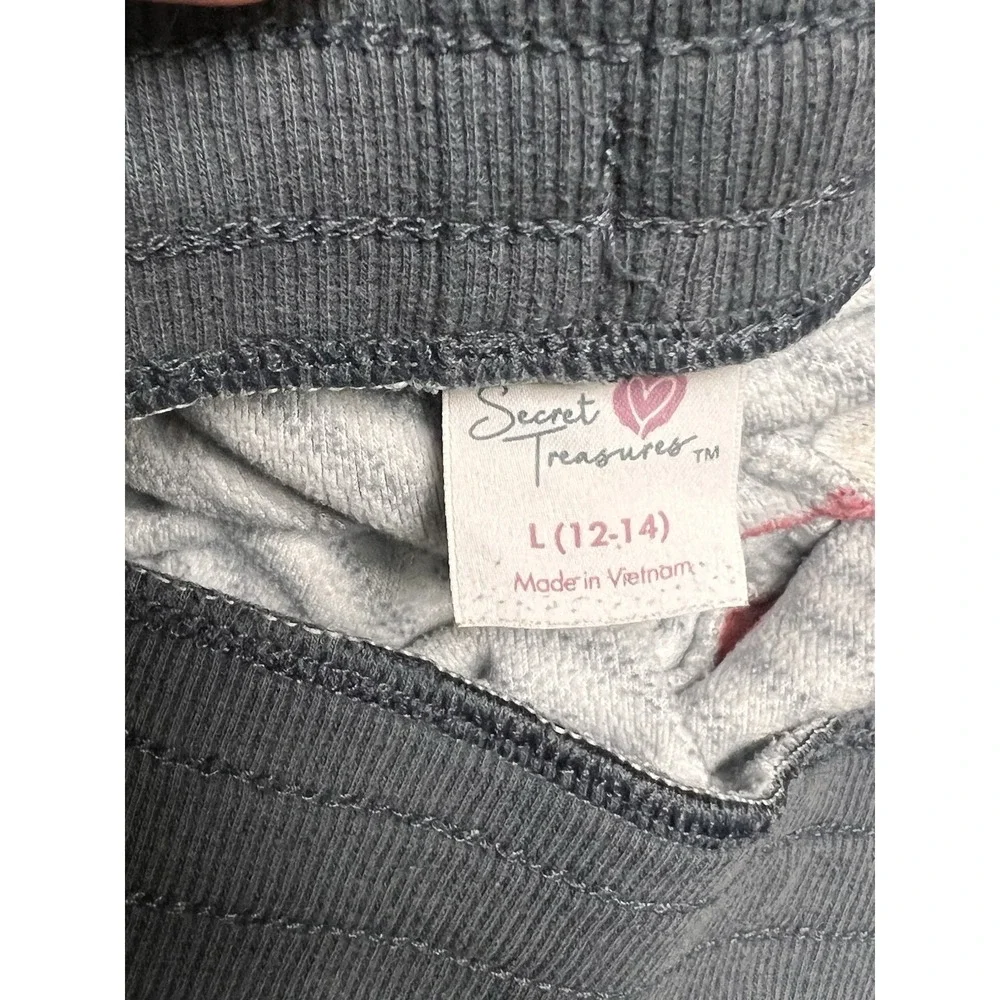 Secret Treasures Womens Large 12-14 Heart Striped Pajama‎ Jogger Pants Black Red